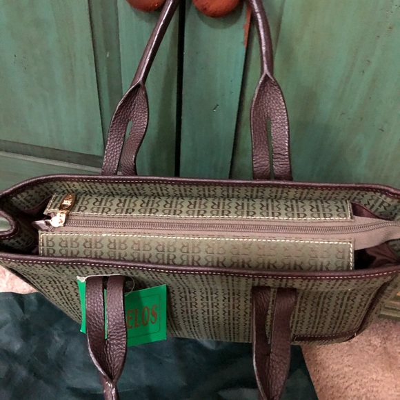 Pedro Rogado Signature Purse with Leather Trim Green and Brown - Picture 2 of 5